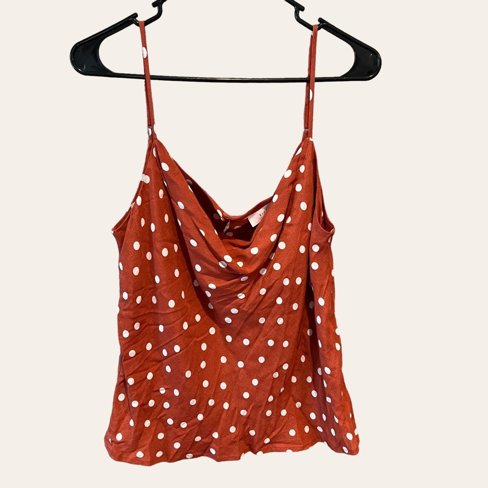 Elodie Orange Polka Dot Top | Size L | NWT